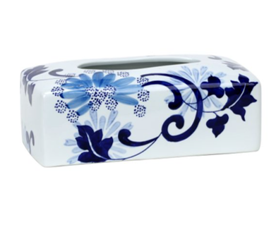 Ceramic Blue and White Tissue Box