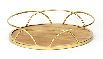 Wood Tray with Metal Handles