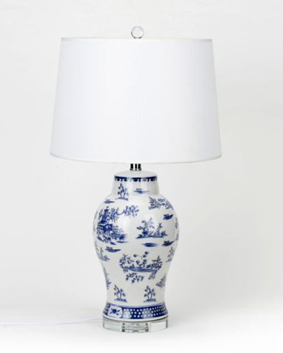 65 cm H Porcelain Blue and White Chinese Style Table Lamp