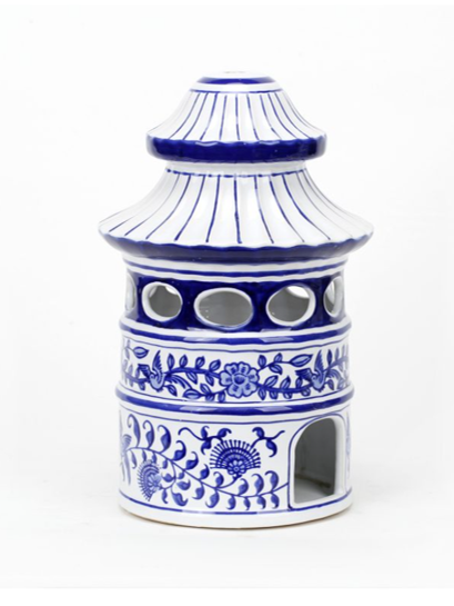 Blue and White Porcelain Floral Candle Holder