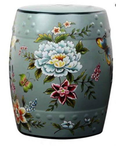 Ceramic Floral and Butterfly Garden Stool