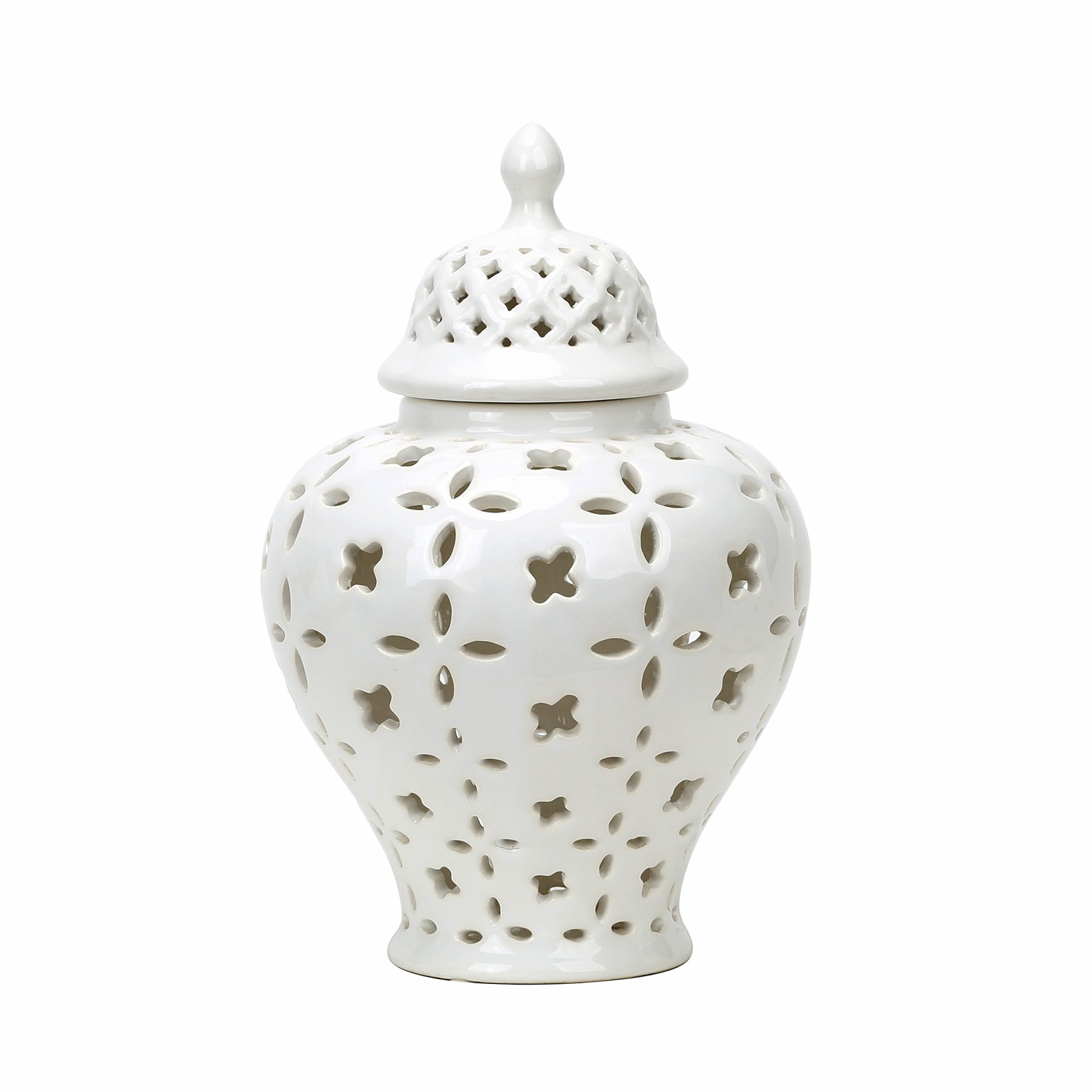 Ceramic White Pierced Jar
