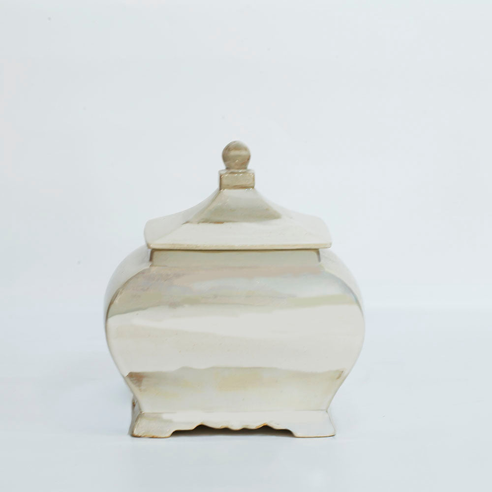 Ceramic Brown and White Jinger Jar