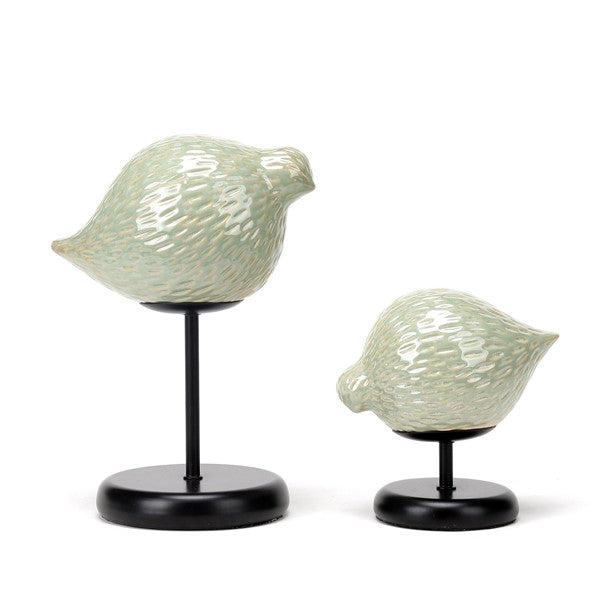 Ceramic Birds with Metal Stand Set 2