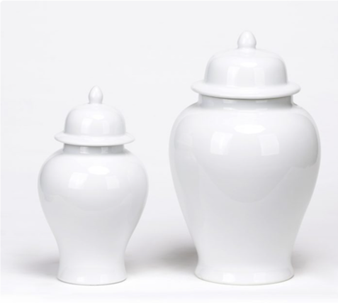 Ceramic White Ginger Jars Set 2