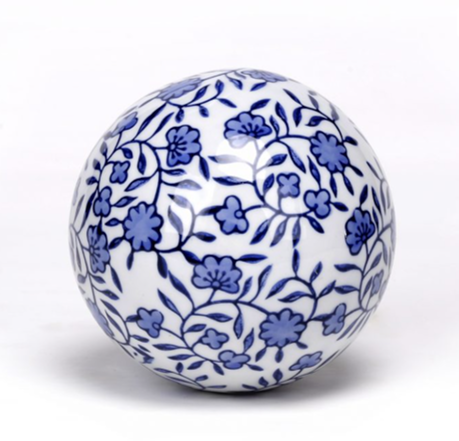 Porcelain Blue and White Floral Orb