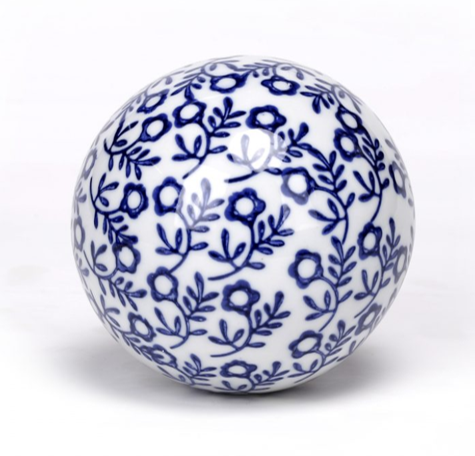 Porcelain Blue and White Floral Orb