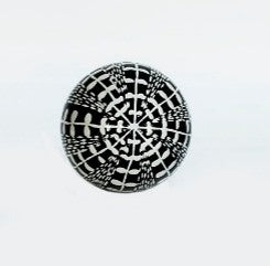 Ceramic Black and White Floral Orb