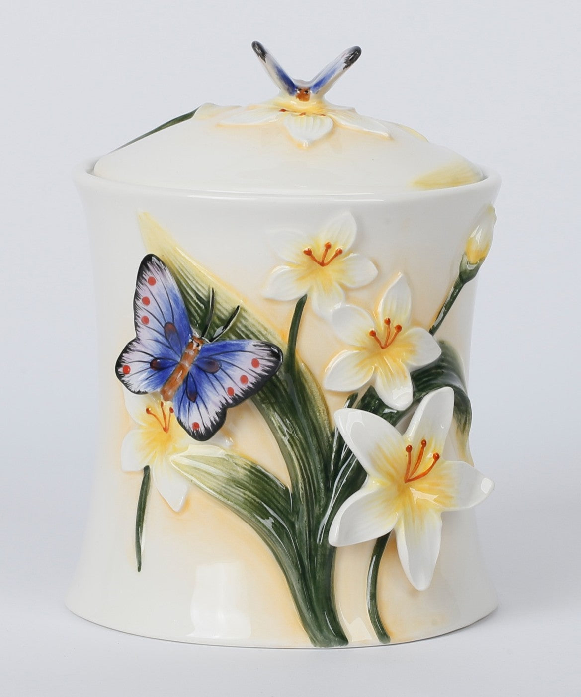 White Lilly 7"H Canister