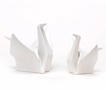 Ceramic Cream Paper Cranes set of 2