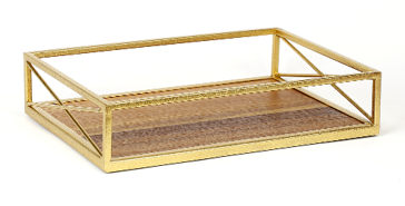 Wood Tray with Metal Handles