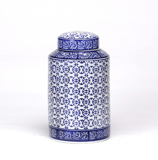 Porcelain Blue and White Scrolling Tea Jar