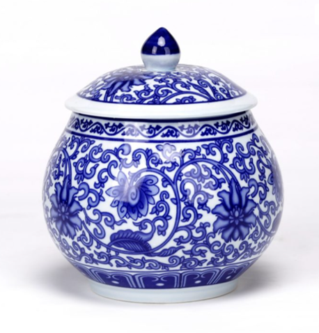 Porcelain Blue and White Floral Jar