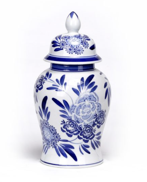 Porcelain Blue and White Floral Ginger Jar