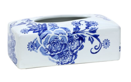 Ceramic Blue and White Tissue Box