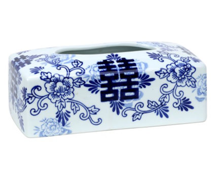 Ceramic Blue and White Tissue Box