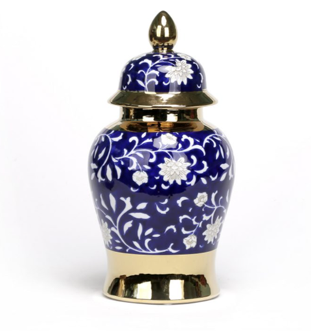 Porcelain Blue and White Floral Ginger Jar