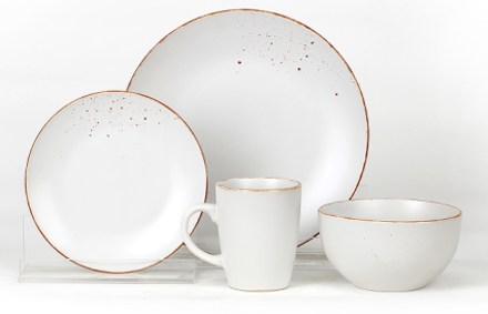 Ceramic White Dinnerware set of 4pcs / Total 16 pcs for 4 people