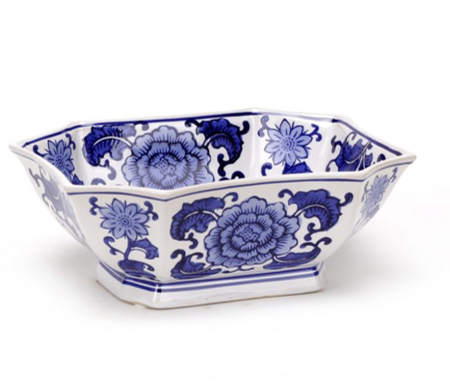 Porcelain Blue and White Fruit Bowl