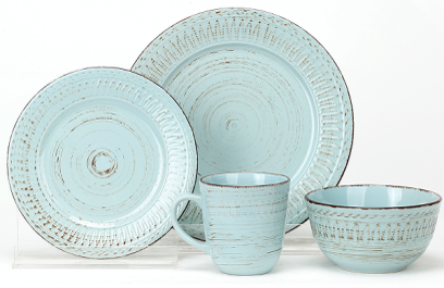 Ceramic Blue Dinnerware set of 4pcs / Total 16 pcs for 4 people