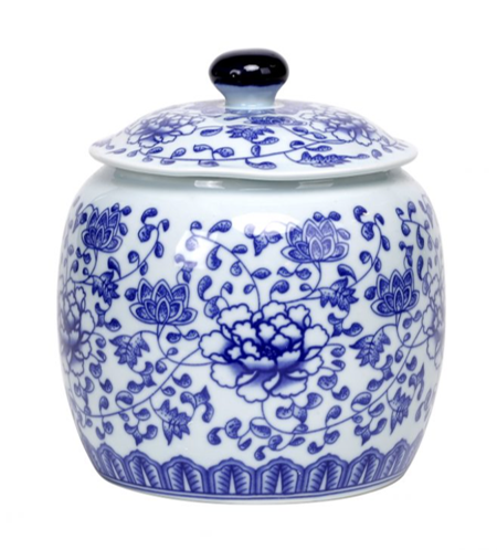 Porcelain Blue and White Floral Jar
