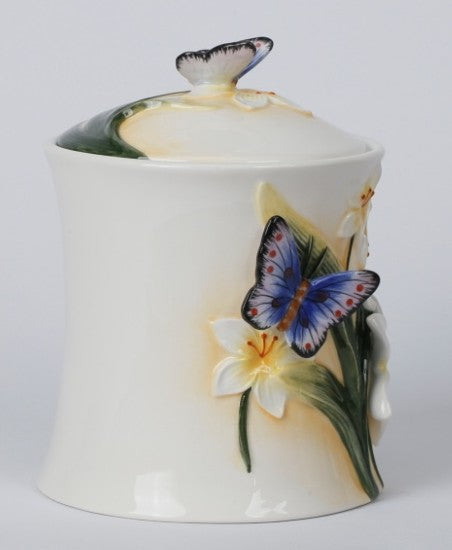 White Lilly 7"H Canister