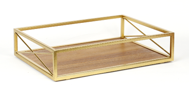 Wood Tray with Metal Handles