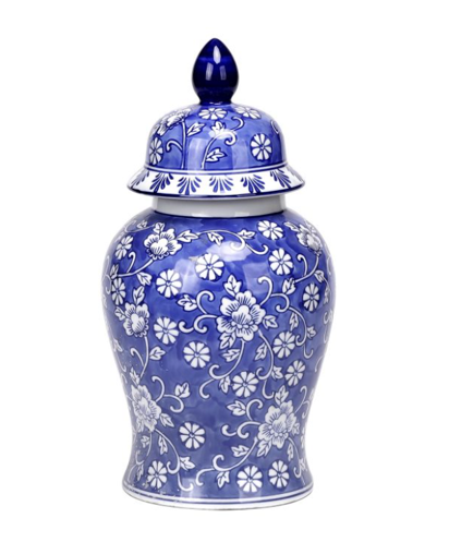 Porcelain Blue and White Floral Ginger Jar