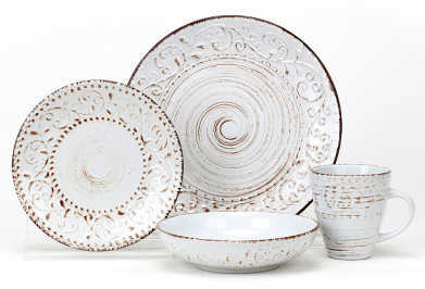 Ceramic White Dinnerware set of 4pcs / Total 16 pcs for 4 people
