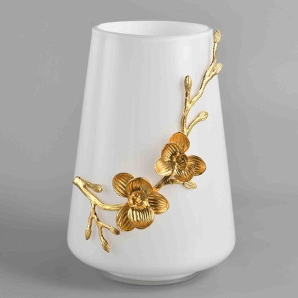 Ceramic White Vase with Metal Flower