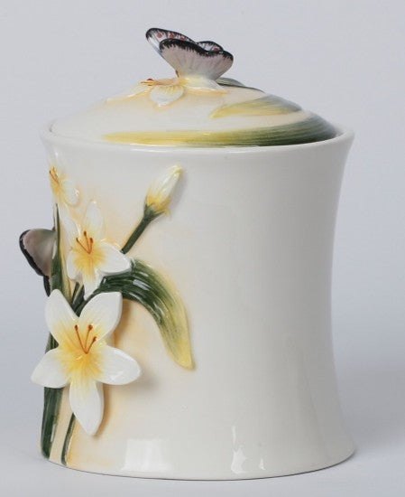 White Lilly 7"H Canister