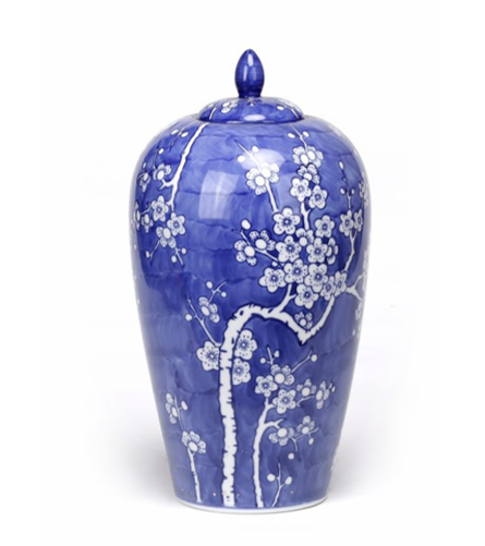 Porcelain Blue and White Plum Blossom Ginger Jar