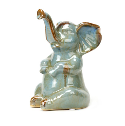 Ceramic Blue Elephant Figurine