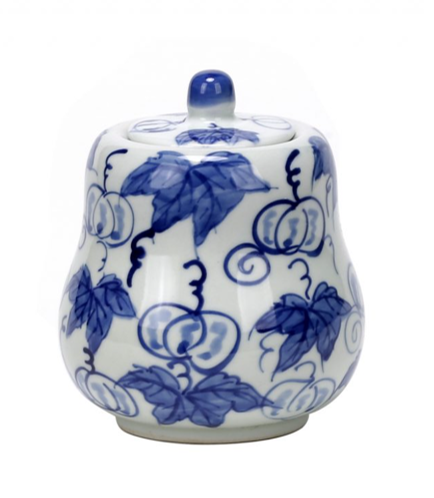 Porcelain Blue and White Squash Ginger Jar