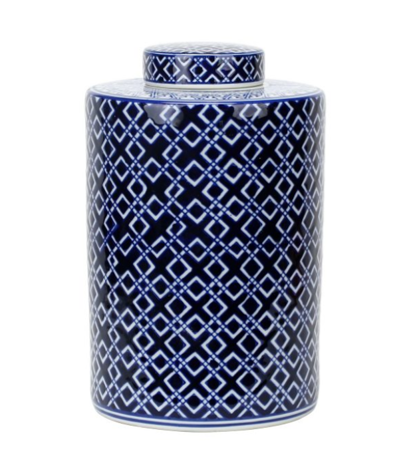 Porcelain Blue and White Geometry Tea Jar