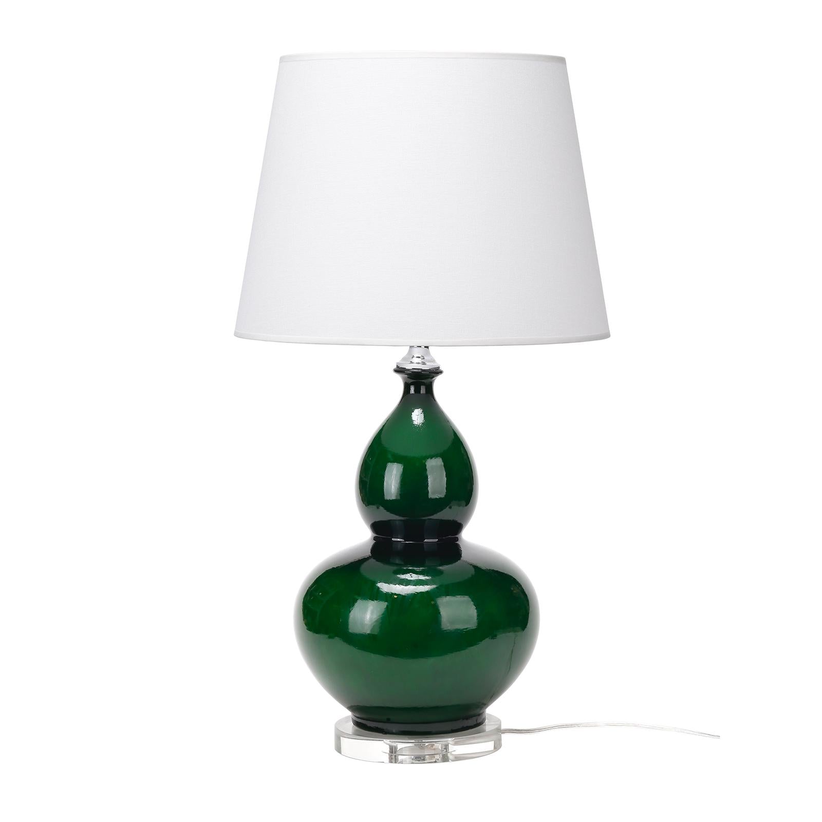 Ceramic Emerald Base with White Shade Table Lamp