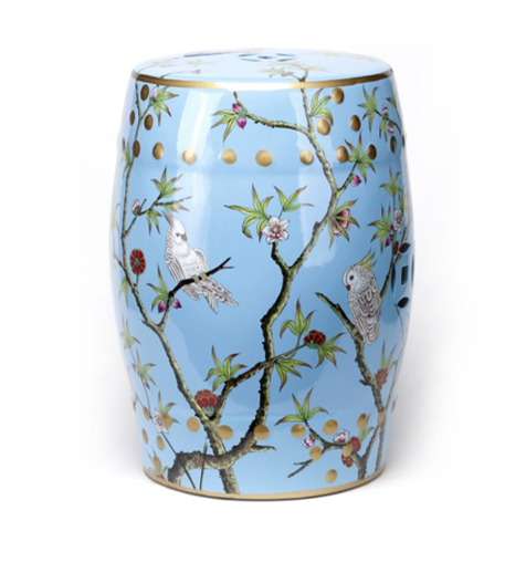 Ceramic Floral and Bird Garden Stool