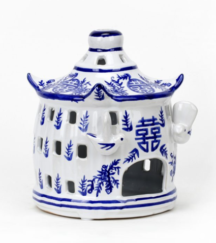Blue and White Porcelain Double Happiness Candle Holder