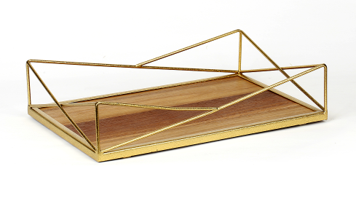 Wood Tray with Metal Handles