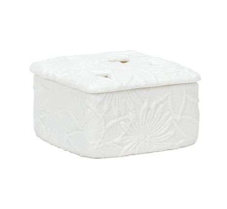 Ceramic Square Shape Pierced Trinket Box