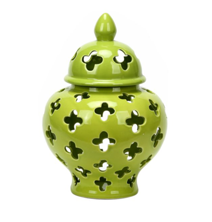 Ceramic Green Pierced Jar