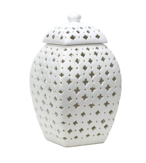 Ceramic White Pierced Jar