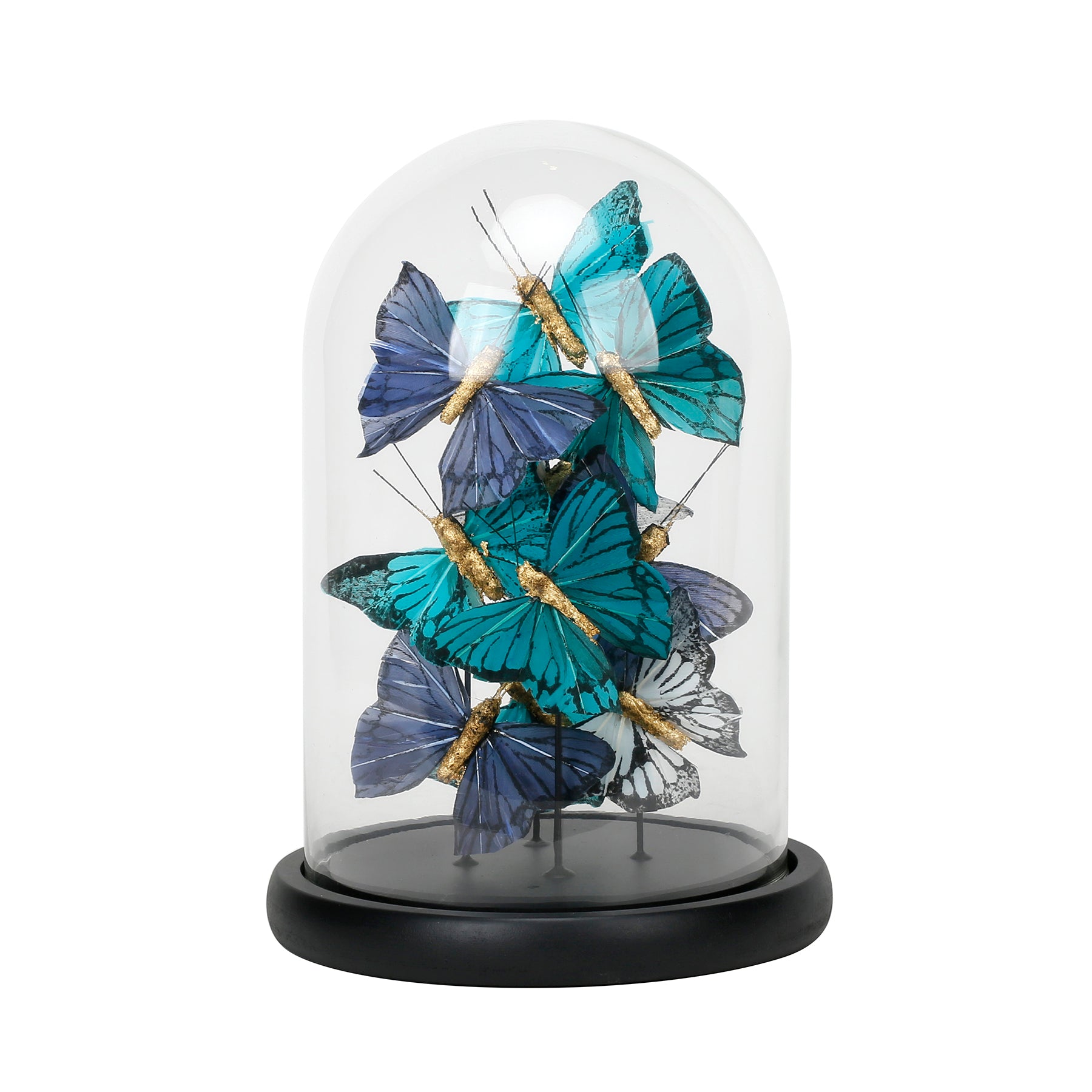 Glass Dome with Artificial Decorative Butterflies