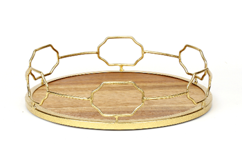 Wood Tray with Metal Handles