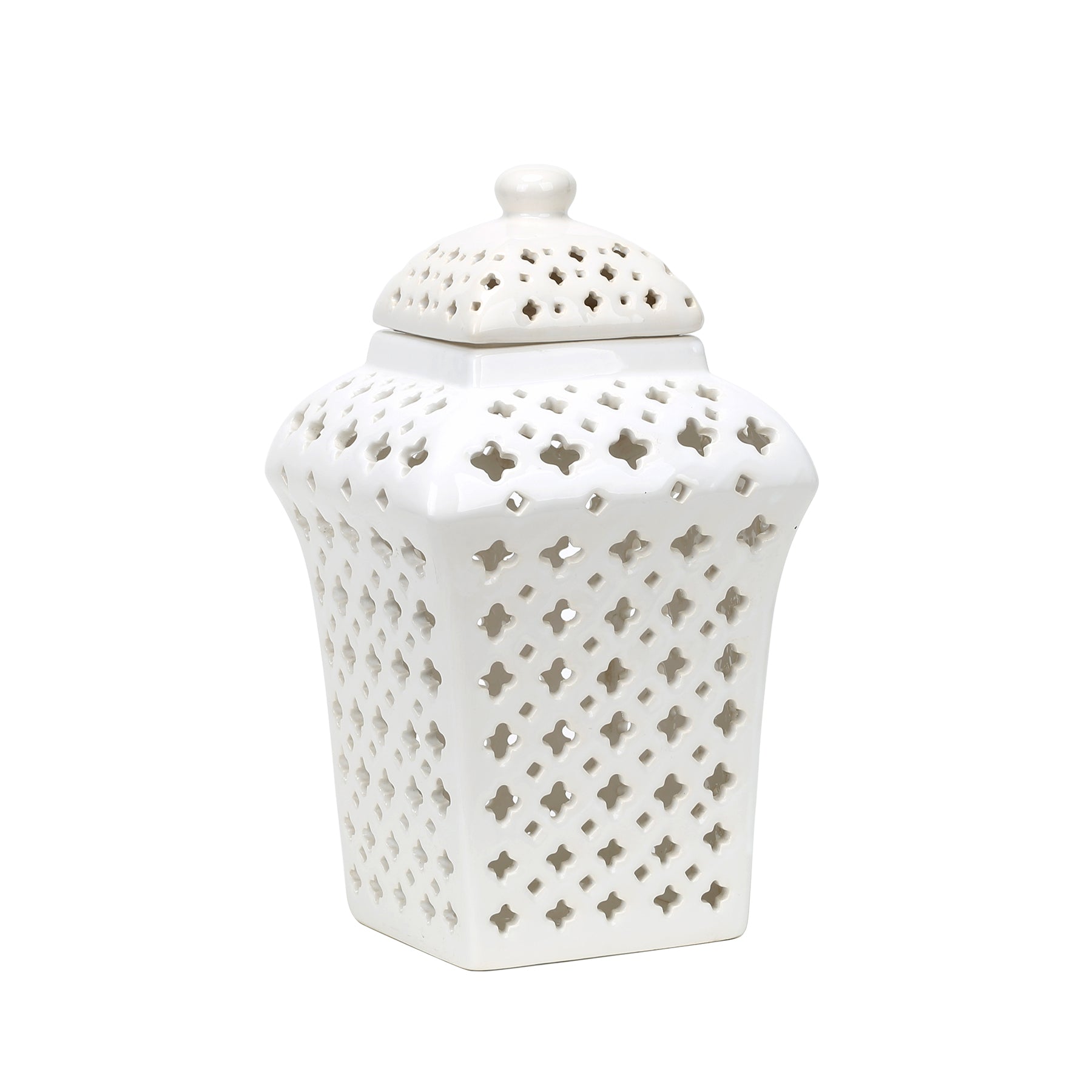 Ceramic White Pierced Jar