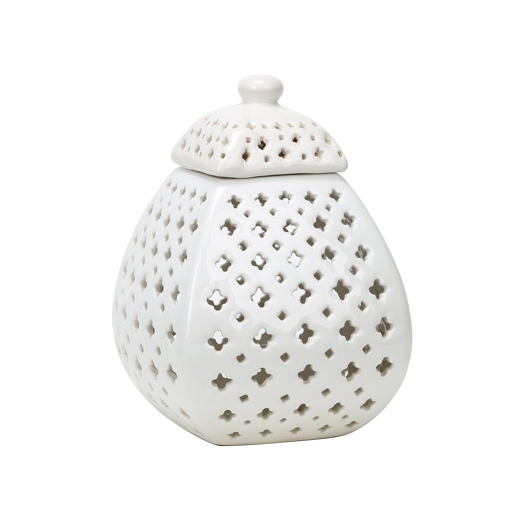 Ceramic White Pierced Jar