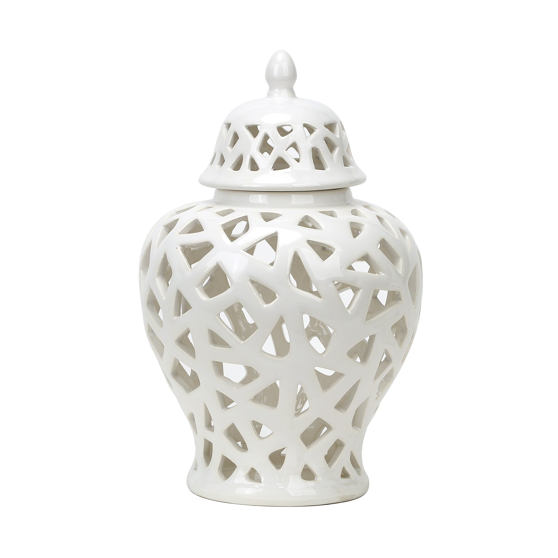 Ceramic White Pierced Jar