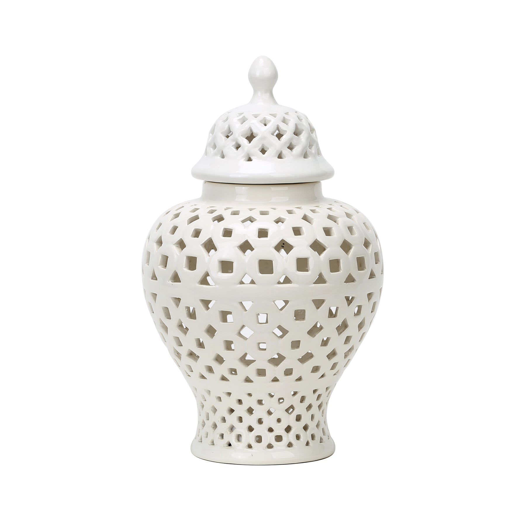Ceramic White Pierced Jar
