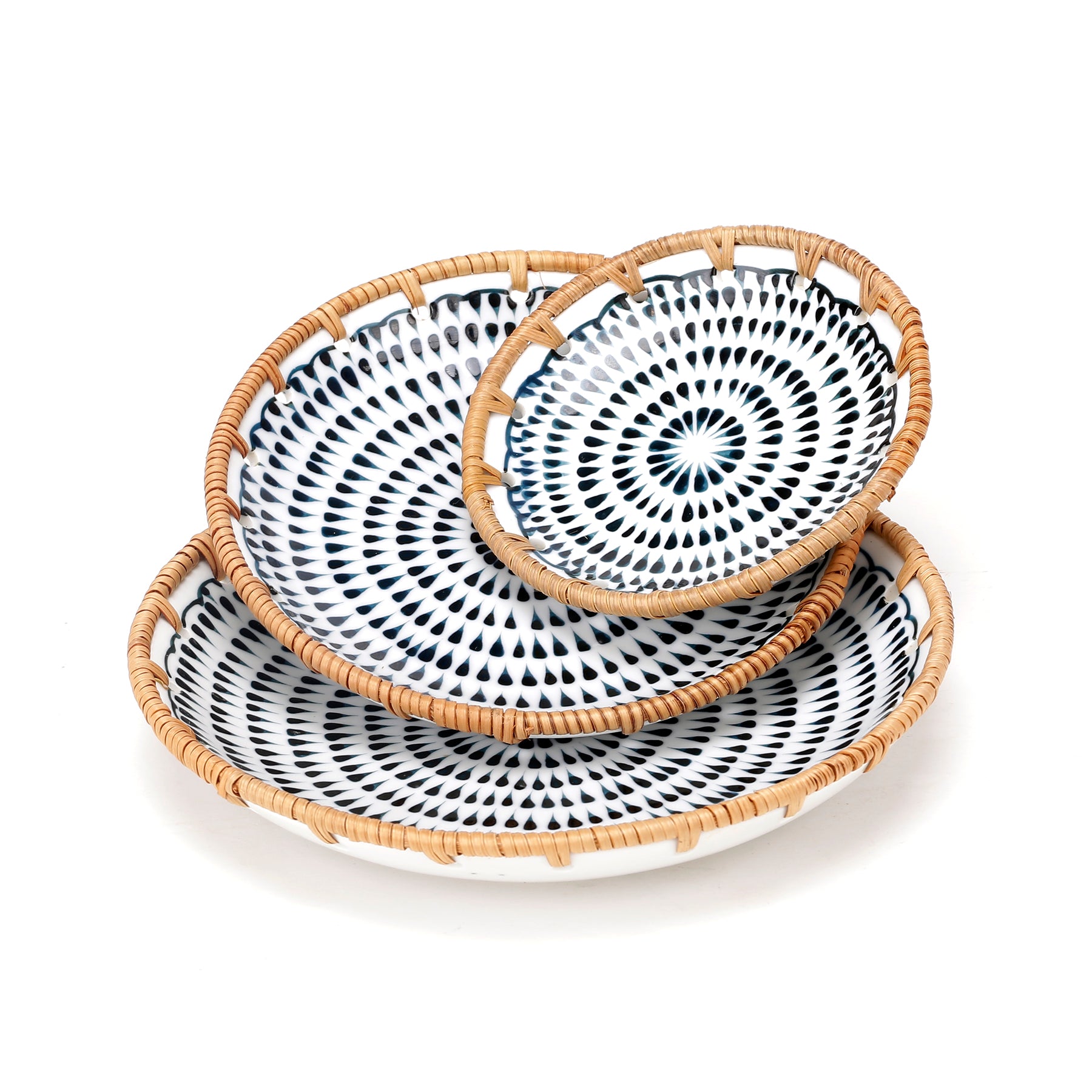 Ceramic Blue and White Tray set of 3