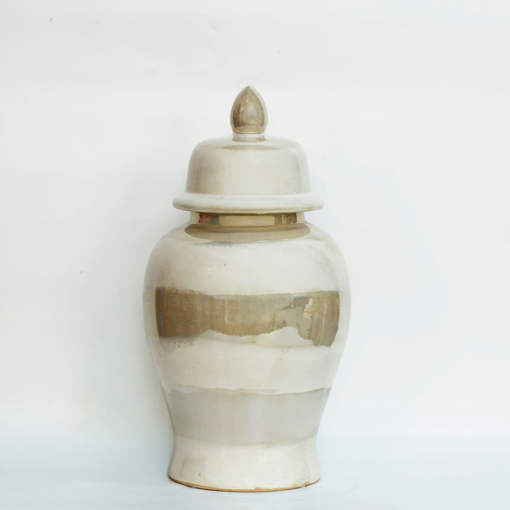 Ceramic Brown and White Jinger Jar